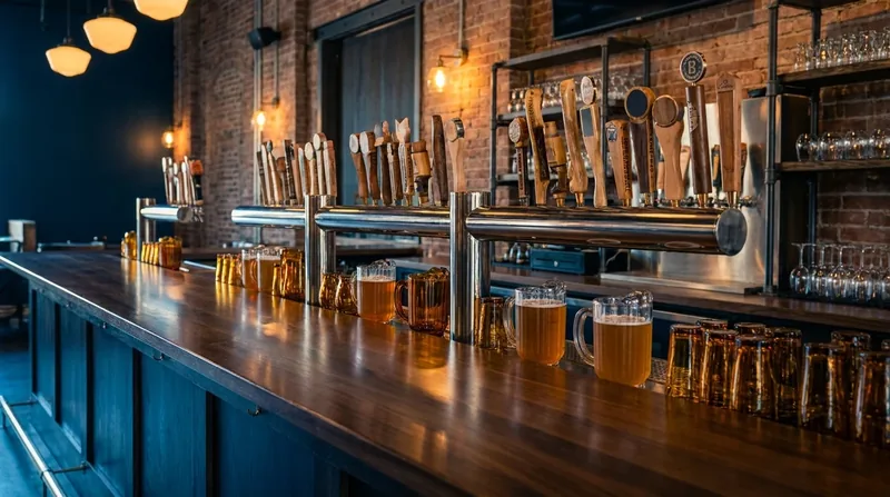 Tap handles and glassware on a polished bar, How to Start a Winery in Idaho